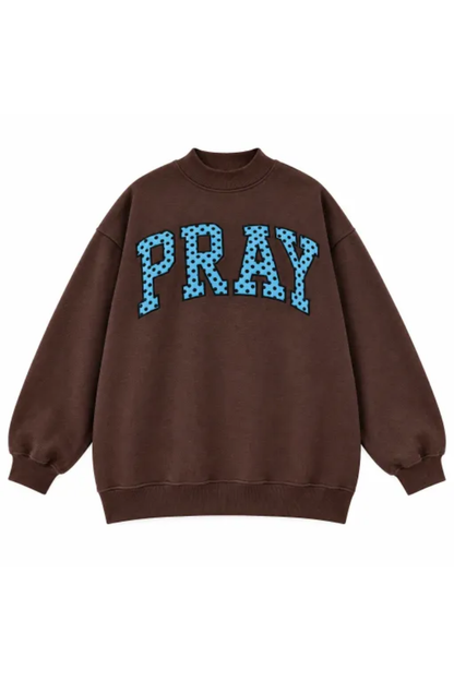 Women Fall Clothing Oversized PRAY Letter Sweatshirt