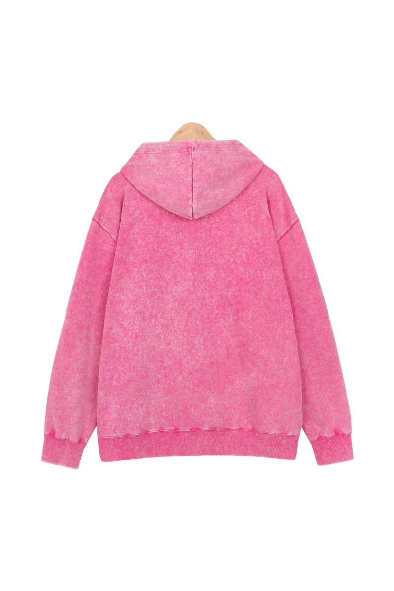Unisex Fall Washed Vintage Oversized Zip Up Hoodie