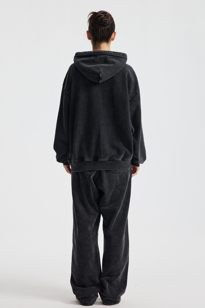 Men's Cotton Streetwear Set:Full Zipper Hooded Jacket  And Sweatpants