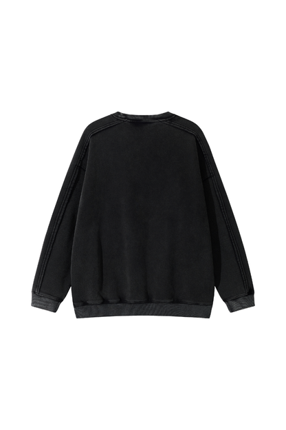 Men Fall Clothing Vintage Wax-Dyed Boxy Crew Sweatshirt