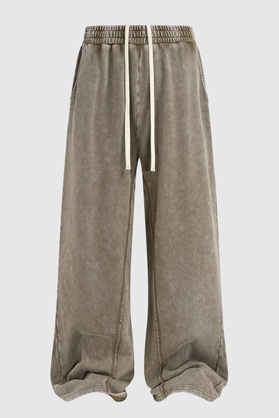 Men's Cotton Vintage-Distressed Raw-Edge Patchwork Pants