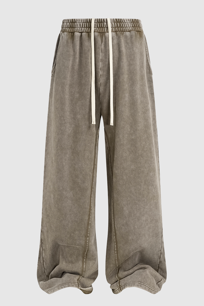 Men's Cotton Vintage-Distressed Raw-Edge Patchwork Pants