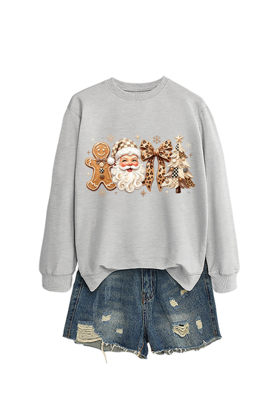 Unisex Fall Clothing Christmas Santa Bow Sweatshirt