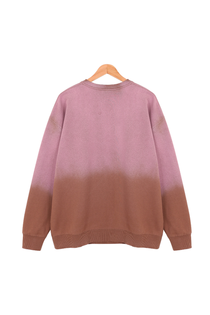 Men Fall Washed Vintage Gradient Crew Neck Sweatshirt