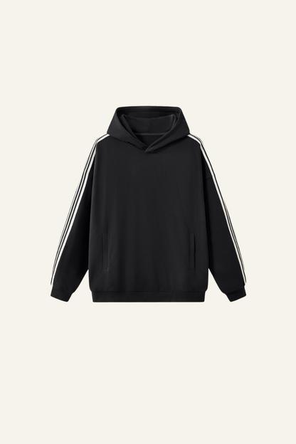 Men's Streetwear Side-Striped Solid Hoodie