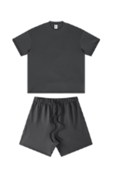 Unisex Summer Heavy Solid Outdoor Street Tee & Shorts Set