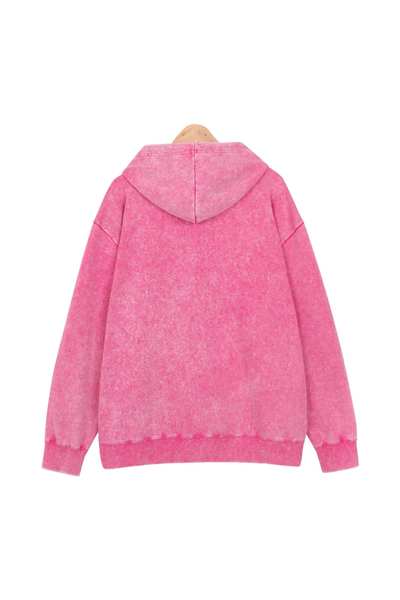 Women Fall Washed Vintage Oversized Zip Up Hoodie