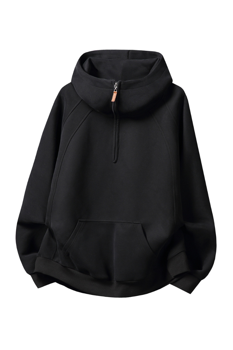 Women Winter Fleece Lined Half Zip High Collar Hoodie