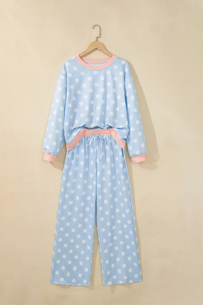 Women's Fall Polka Dot Colorblock Multi-Pocket 2 Piece Set
