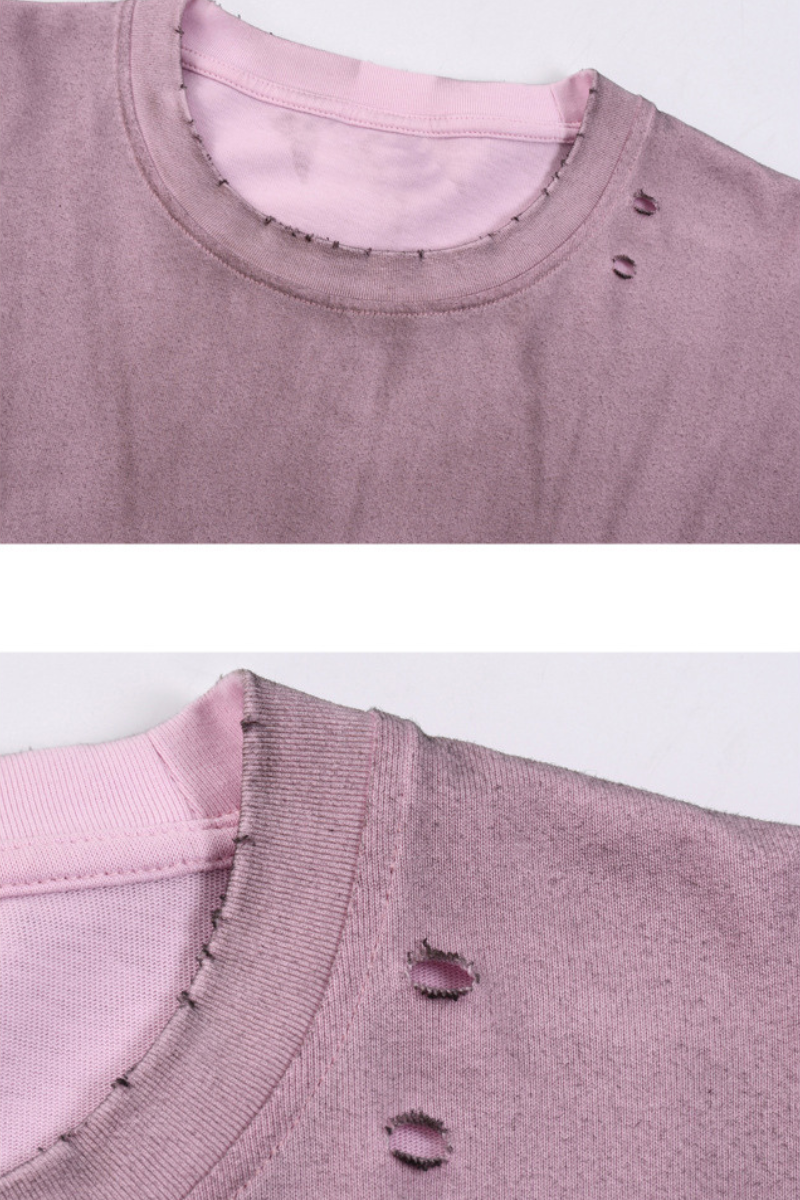 Women Fall Gradient Distressed Layered Long Sleeve Top