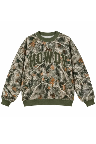 Women Fall Clothing Western Floral Print Crew Sweatshirt