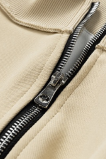 Men Spring Diagonal Zip Mock Neck Oversized Sweatshirt