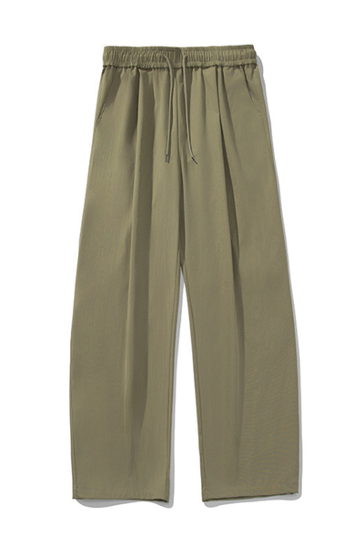 Men's Spring Pleated Japanese Street Loose Curved Wide Pants
