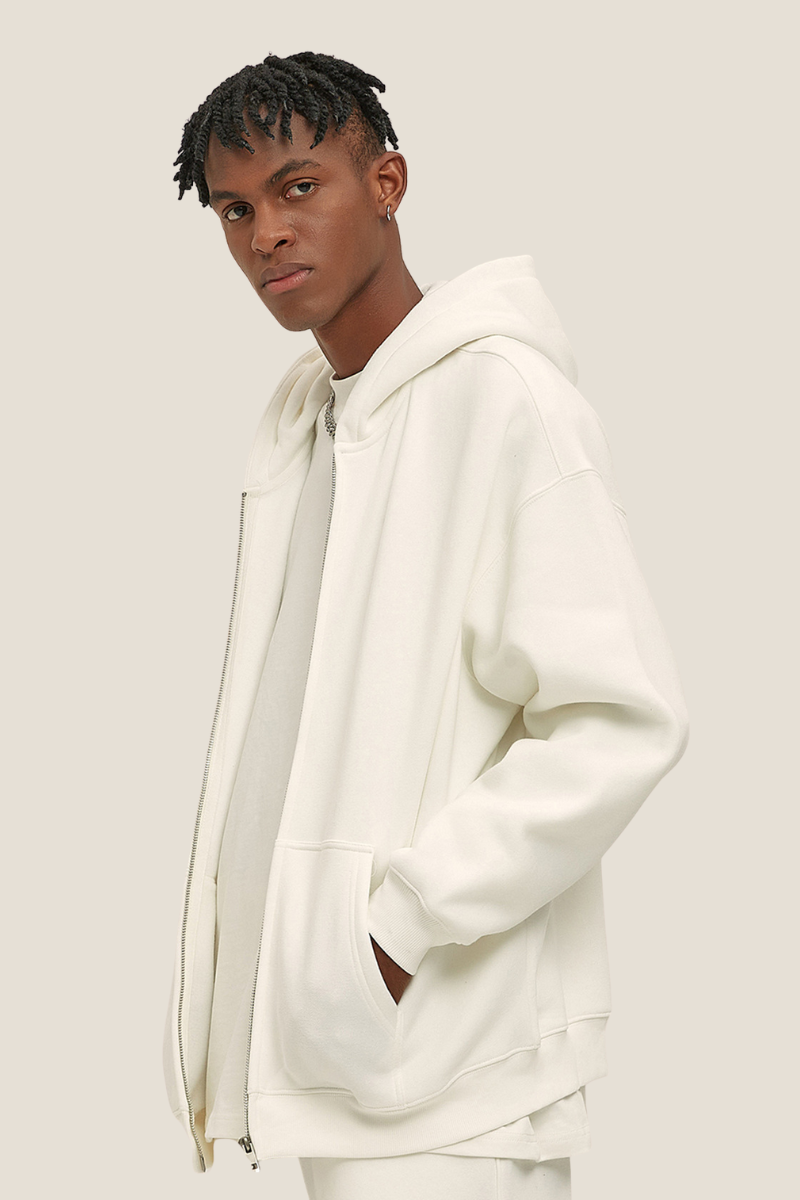 Men's Streetwear 350G Heavyweight Full Zipper Hooded Jacket