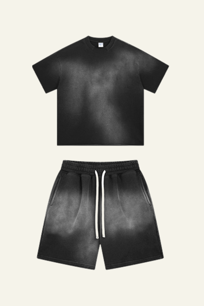 Men's Cotton Gradient Set: Loose-fitting T-shirt And Short