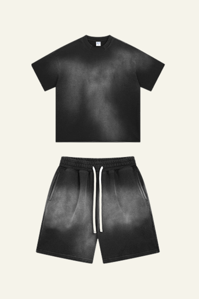 Men's Cotton Gradient Set: Loose-fitting T-shirt And Short
