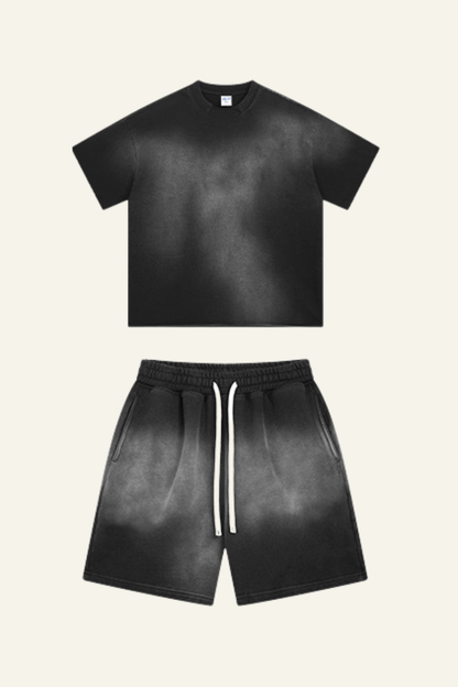 Men's Cotton Gradient Set: Loose-fitting T-shirt And Short