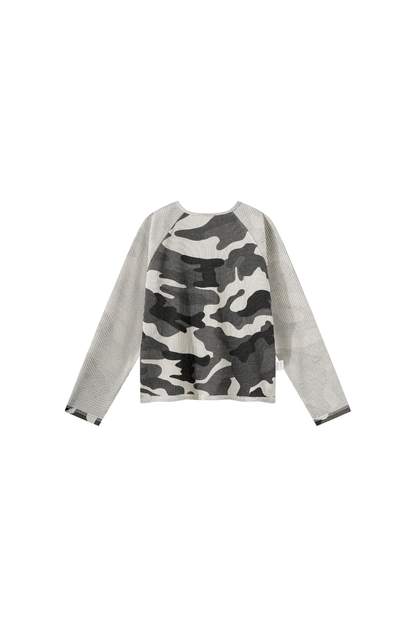 Unisex All Season Camo Waffle Raglan Long Sleeve Top