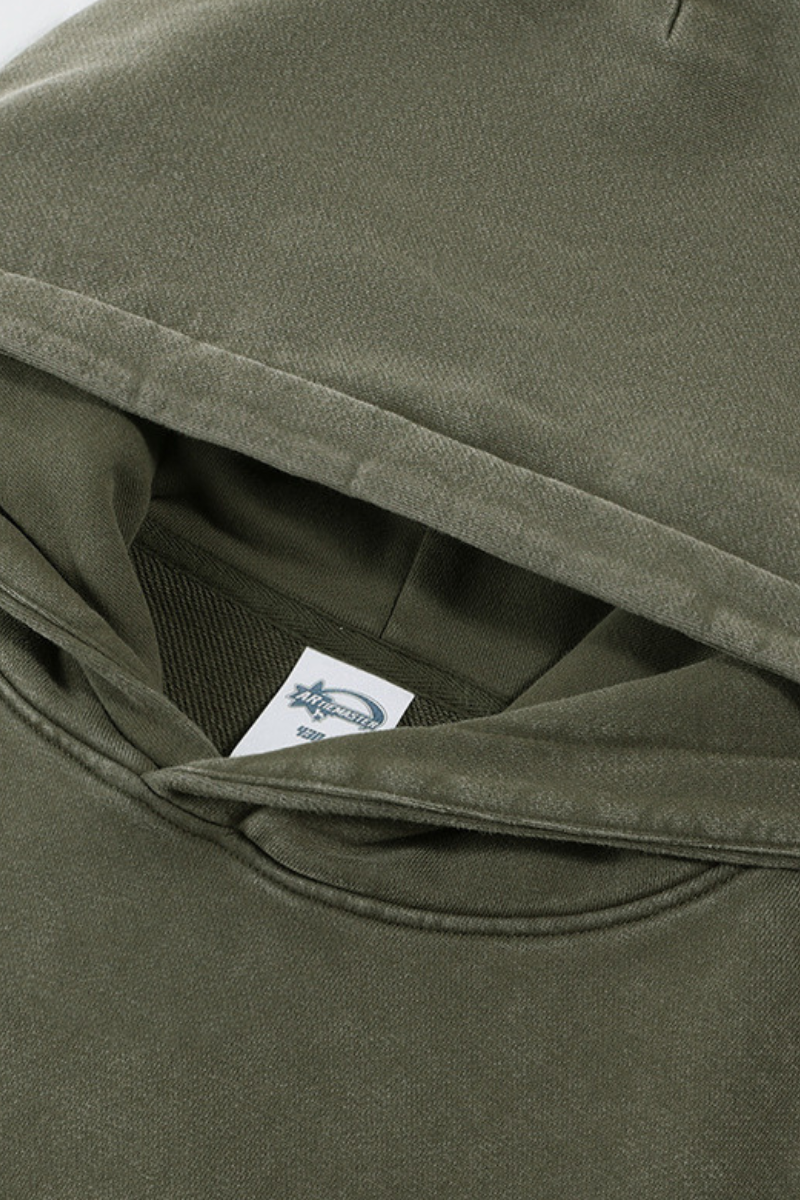 Men's Cotton Retro Faux-Two-Piece Washed  Hoodie