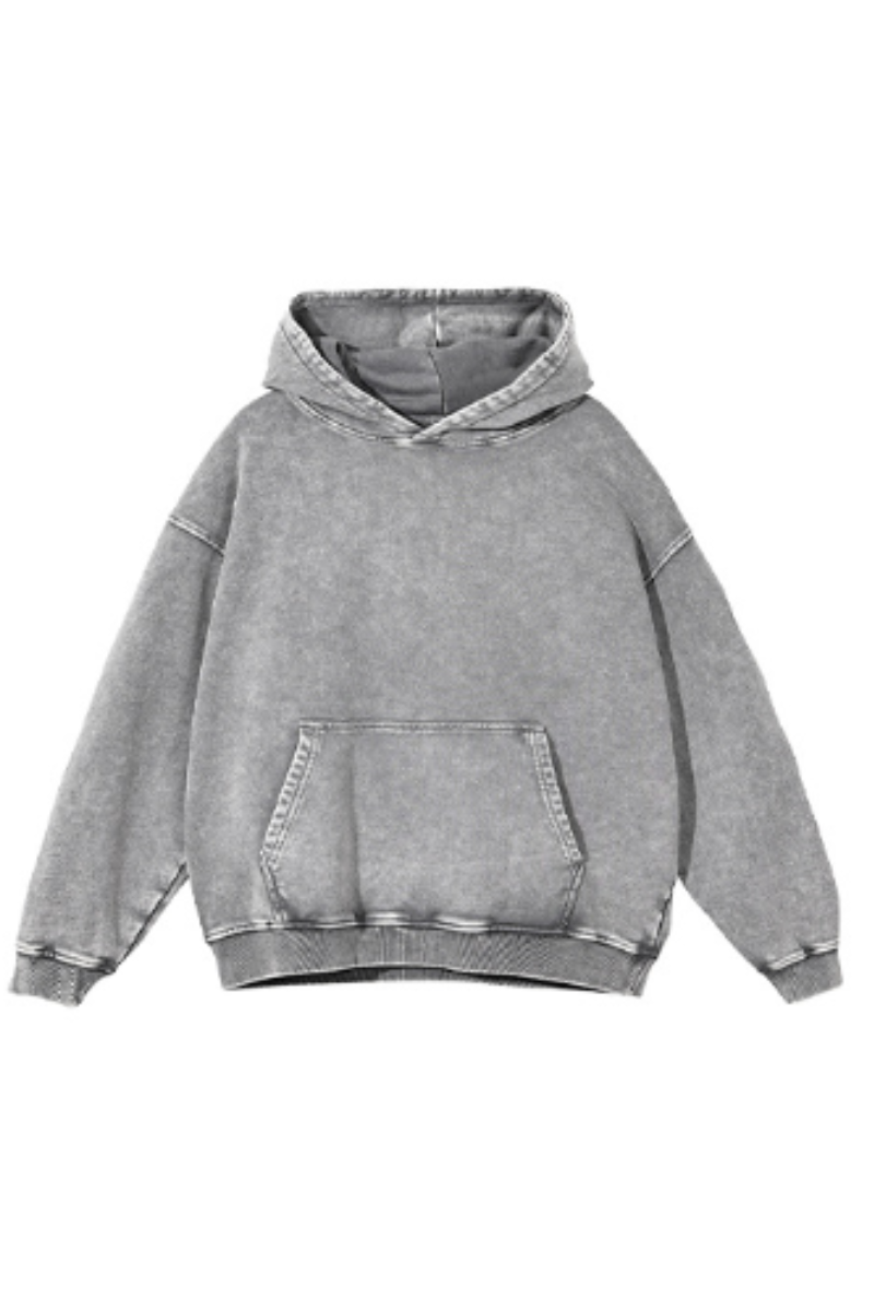 Unisex Fall 100% Cotton Wax Washed Vintage Pocket Hoodie