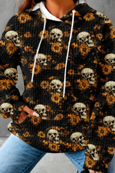 Unisex Fall Clothing Halloween Waffle Knit Graphic Hoodie