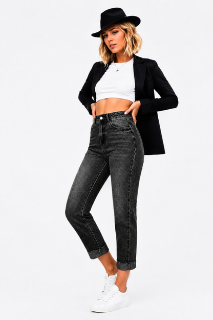 Women's High Waist Stretch slim Straight Leg Jeans