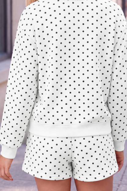 Women Summer Polka Dot Soft Drawstring Pocket Casual Shorts