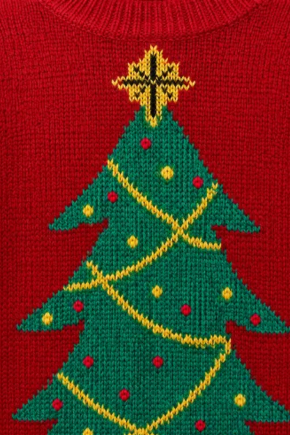 Women Fall Clothing Soft Christmas Tree Santa Knit Sweater