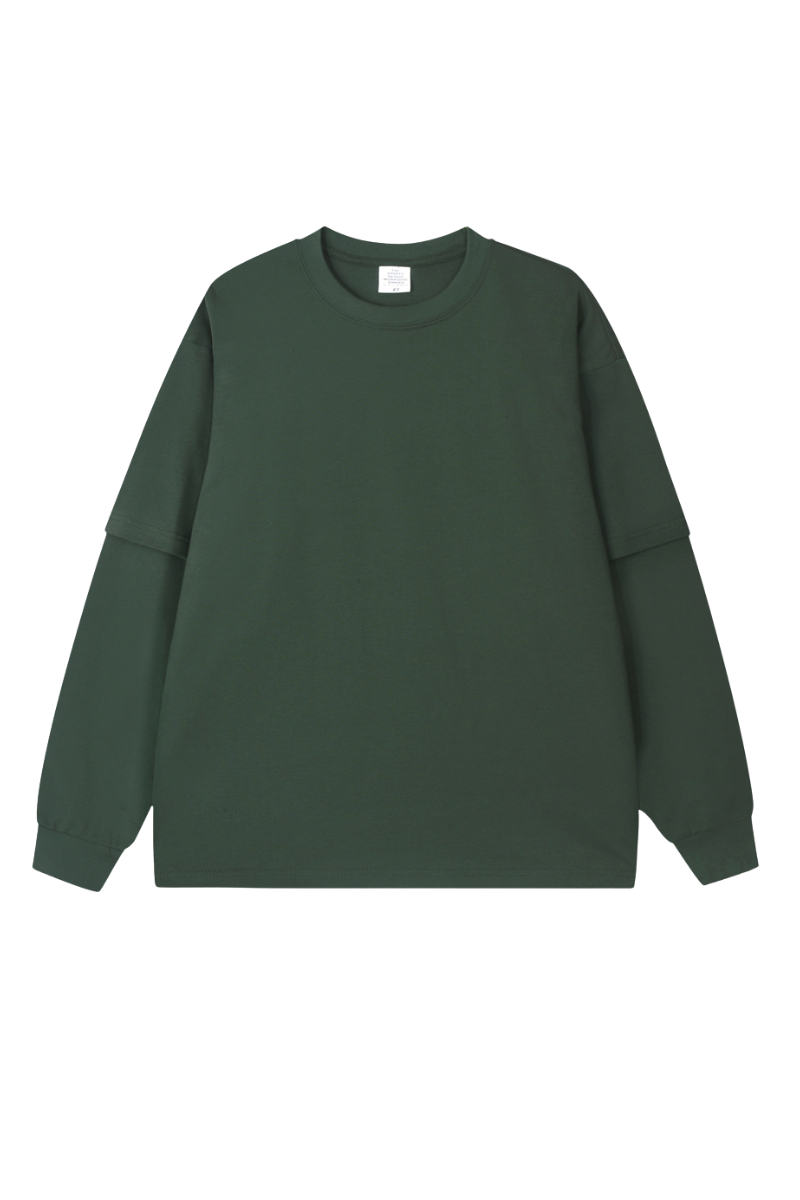 Women's Spring Summer 305g Cotton Mock Layer Long Sleeve