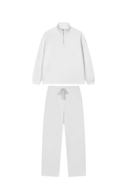 Women's Summer 450g Half Zip Raw Edge Stand Collar Set