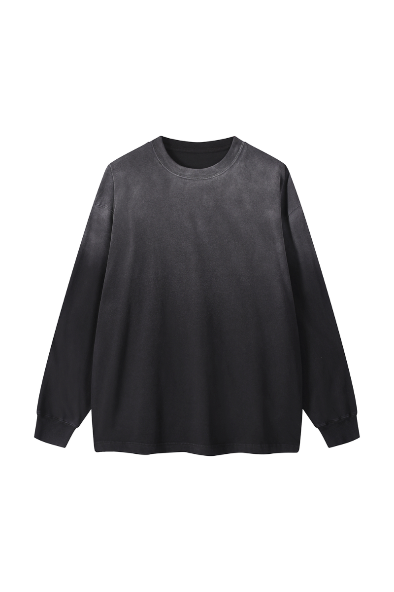 Unisex Fall Clothing Washed Loose Long Sleeve Cotton Top