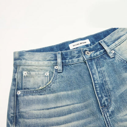 Men's Spring Gradient Cat Whisker Wide-Leg Denim Jeans