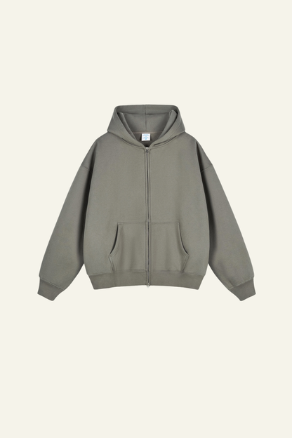 Women's Streetwear Fleece-lined  Full-Zipper Hooded Jaacket