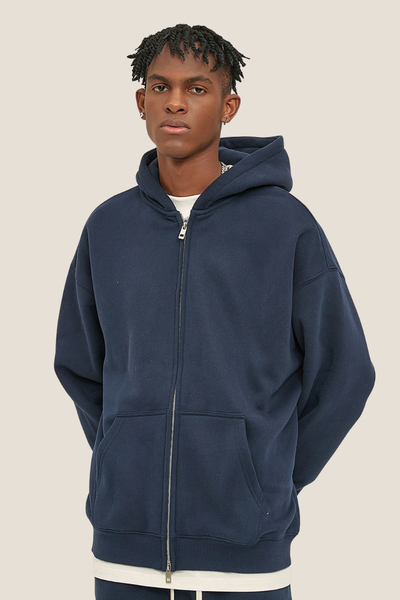Men's Streetwear 350G Heavyweight Full Zipper Hooded Jacket