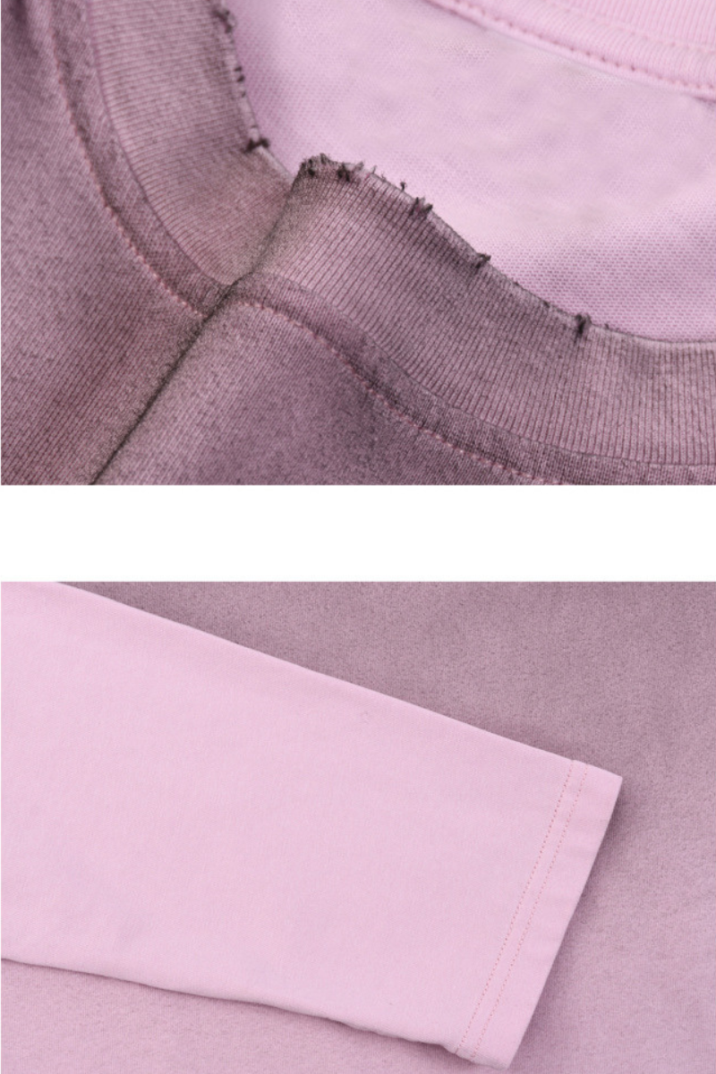 Women Fall Gradient Distressed Layered Long Sleeve Top