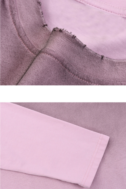 Women Fall Gradient Distressed Layered Long Sleeve Top