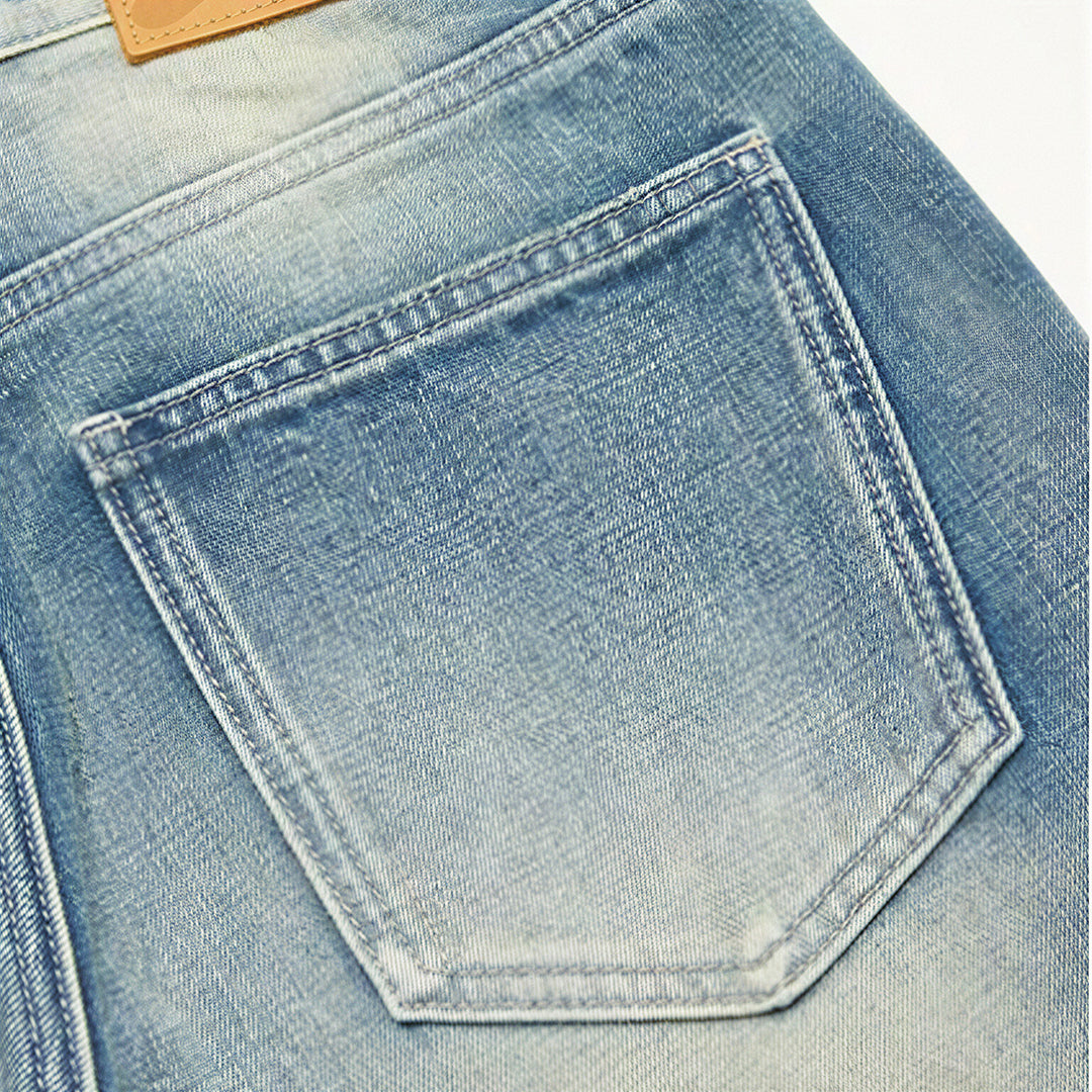 Men's Spring Gradient Cat Whisker Wide-Leg Denim Jeans