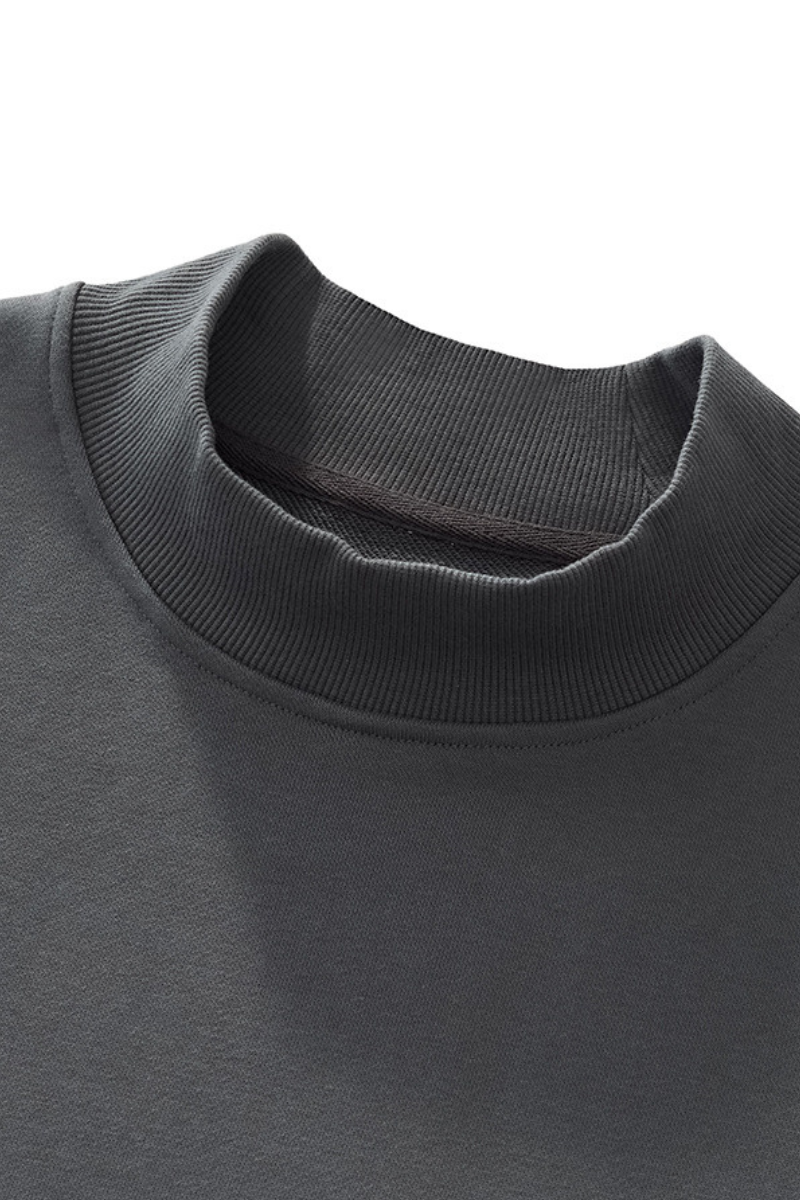 Women Fall Boxy Frayed Hem Mock Neck Long Sleeve Top