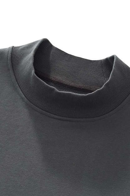 Women Fall Boxy Frayed Hem Mock Neck Long Sleeve Top