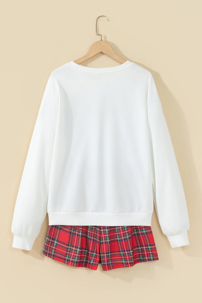 Women's Christmas Letter Print Fleece Shorts Loungewear Set