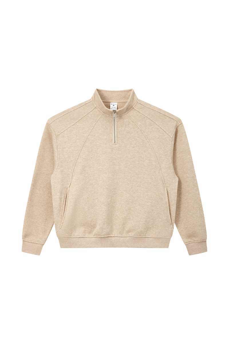 Women Fall Clothing Warm Heathered Half Zip Sweatshirt