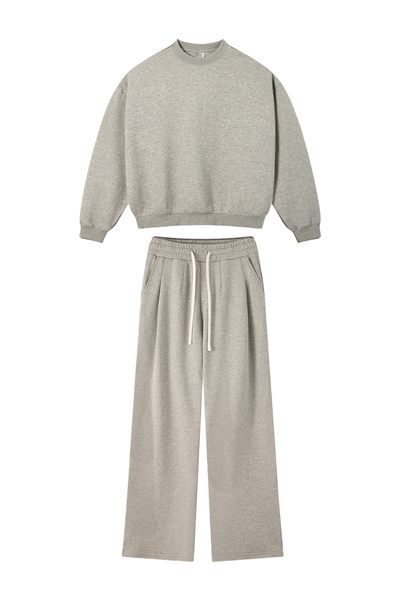 Women Fall Clothing Heathered Crewneck Sweatshirt Set