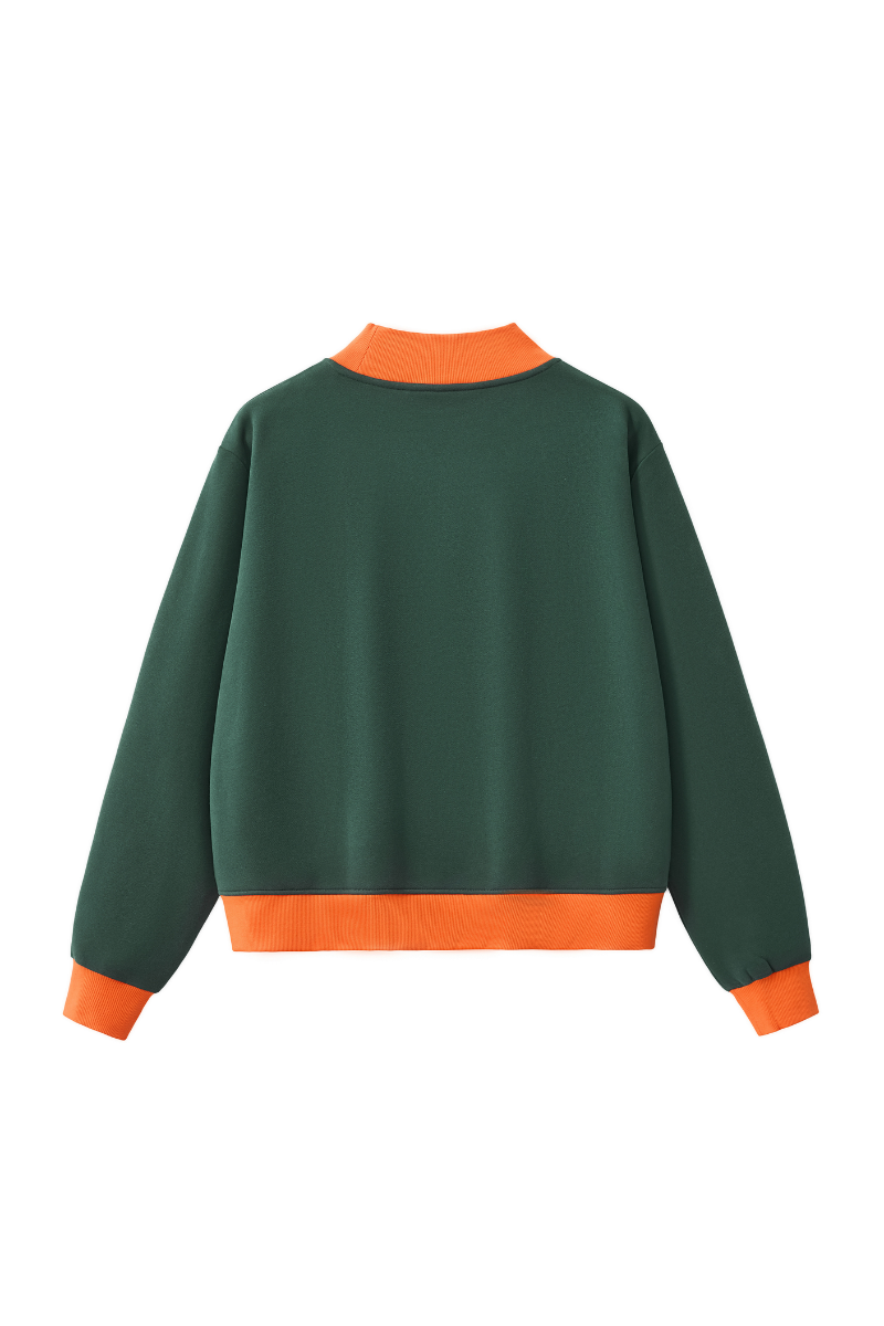 Unisex Fall Winter Colorblock Cross-Neck Cropped Sweatshirt