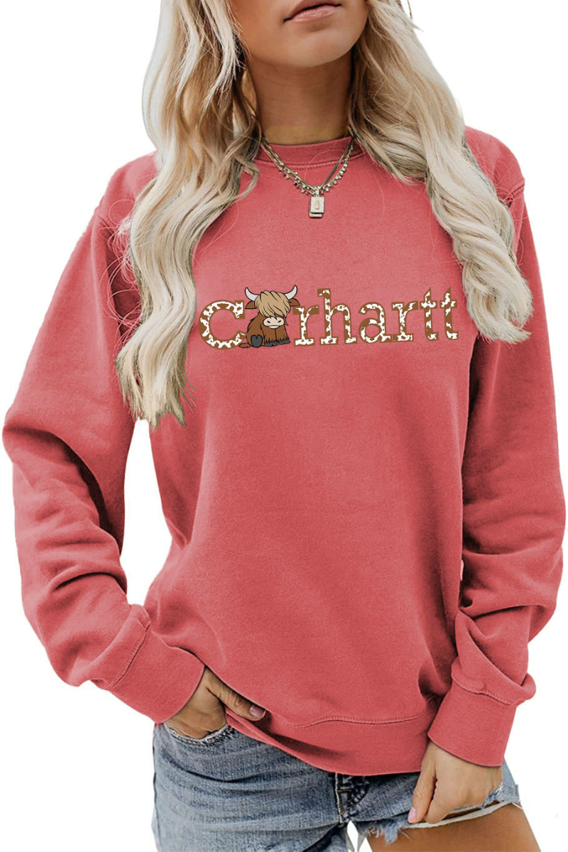 Women Winter Christmas Highland Cow Graphic Sweatshirt