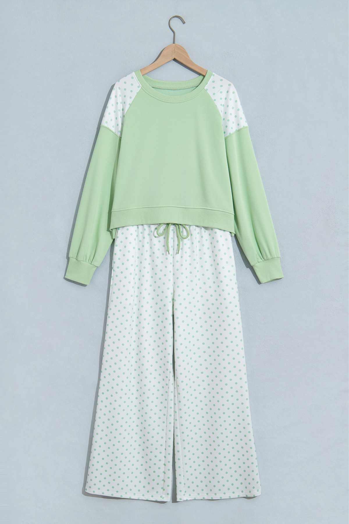 Women's Fall Polka Dot Colorblock Drawstring 2 Piece Set