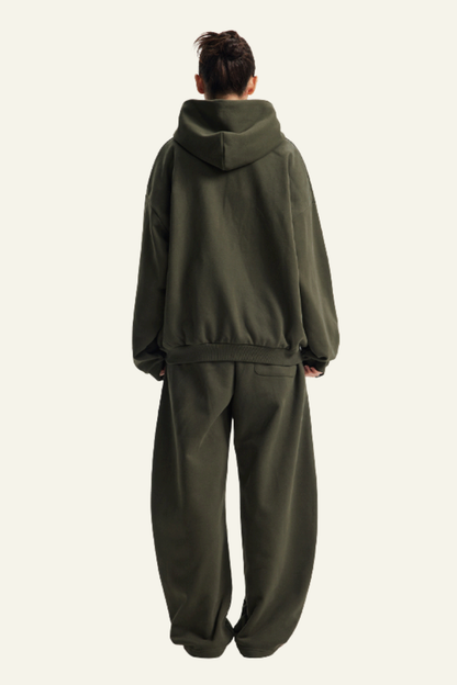 Women's Set:Fleece-lined Zipper Jacket & Curved-blade Pants