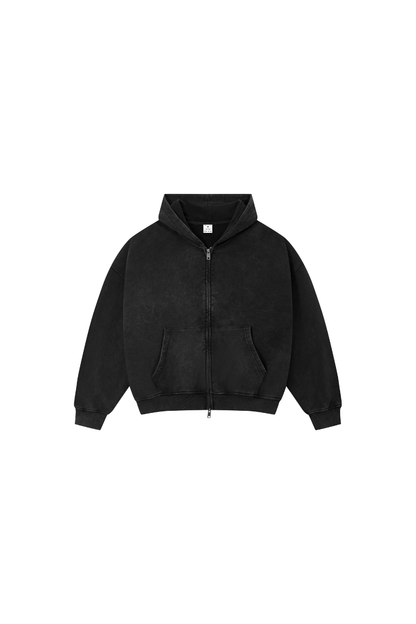 Unisex Fall Clothing Snow Wash Brushed Fleece Zip Hoodie