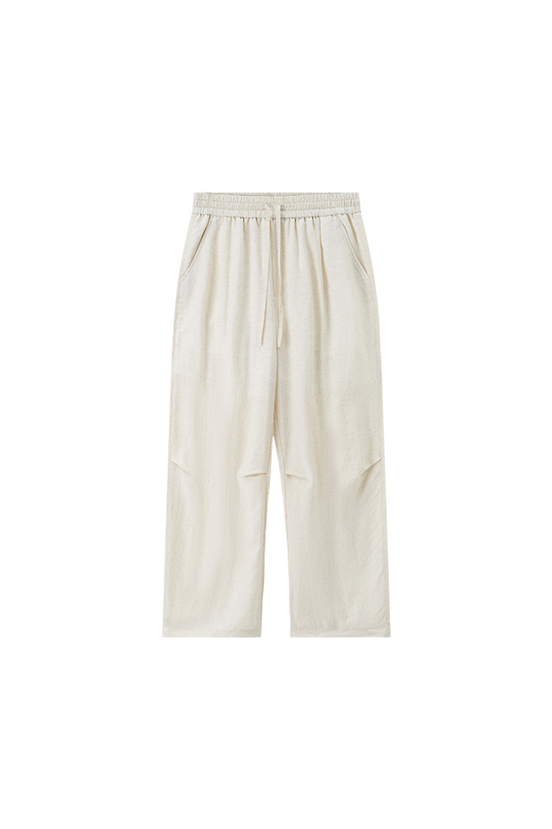 Men's Summer Lyocell-Linen Elastic-Waist Wide-Leg Pants