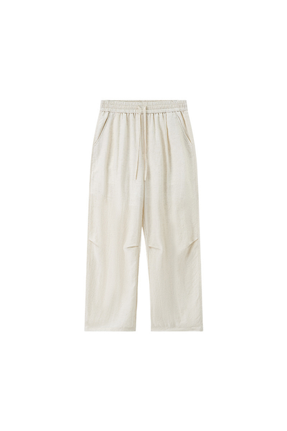 Men's Summer Lyocell-Linen Elastic-Waist Wide-Leg Pants
