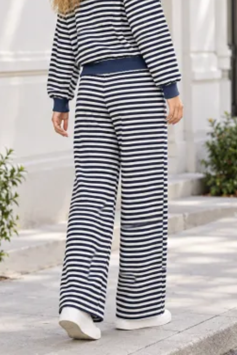 Women All Season Striped Straight Leg Lounge Pants